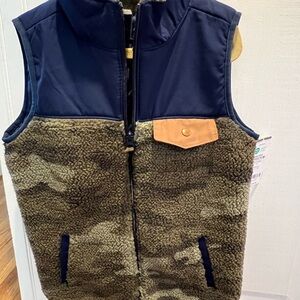 NWT- Boys' Navy and Brown Sherpa Vest